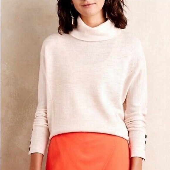 Anthropologie Sweaters - Anthropologie Cream turtleneck wool sweater size s